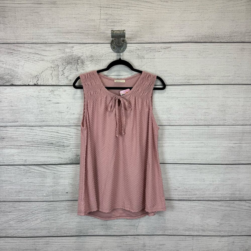 Reborn J Women's Dusty Pink Dotted Textured Sleeveless Summer Tank Size XL